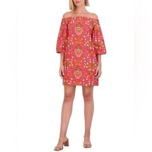 Vince Camuto. Women's Floral Abstract Printed Cotton A-Line Dress Size 0